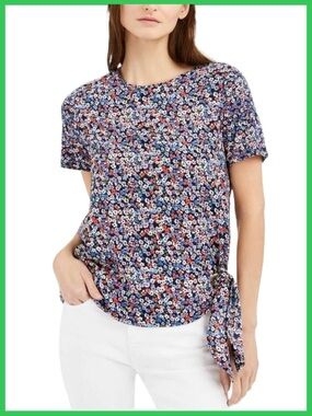 Michael Kors Floral Side Tie Hem Top
